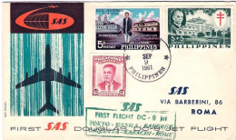 1961-Filippine I^volo SAS Manila Roma Del 9 Settembre - Philippines