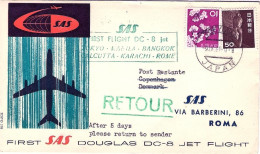 1961-Giappone Japan I^volo SAS Tokyo Roma Del 9 Settembre, Cat.Pellegrini Euro 8 - Andere & Zonder Classificatie