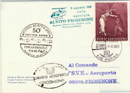 1980-San Marino Aerogramma Cartolina Illustrata "50^ Anniversario Del I^volo Tra - Luchtpost