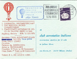 1976-Germania Cartolina Affrancata Campionato Mondiale DI^volo In Pallone Libero - Lettres & Documents