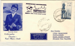 1958-volo Lufthansa Firenze-Lipsia (DDR)del 26 Aprile Affr. L.60 Lourdes Uso Sin - Briefe U. Dokumente