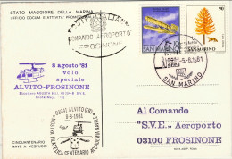 1981-San Marino Aerogramma Cartolina Illustrata Accademia Navale Di Livorno Most - Luftpost