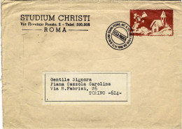 1955-busta Dello Studium Christi Di Roma Spedita A Mezzo Stampe Con Tassa Pagata - Cinderellas