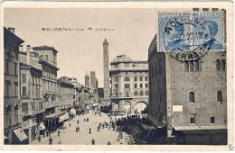 1922-cartolina Foto Bologna Via Rizzoli Diretta In Spagna Affrancata Coppia 25c. - Bologna