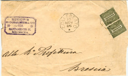 1886-annullo Ottagonale Di Collebeato Brescia Su Sovracoperta Di Lettera Affranc - Poststempel