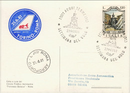 1981-cartolina Associazione Arma Aeronautica Aero Club Alessandria "settimana De - 1981-90: Marcophilia