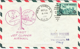 1958-U.S.A. Volo "First Jet Clipper Airmail" New York Parigi (Roma) Bollo Vinace - Autres & Non Classés