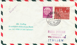 1958-Germania I^volo Lufthansa Monaco Roma Del 14 Luglio - Storia Postale