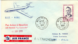 1959-France Francia Volo Speciale Per Aereo A Reazione Caravelle Dell'Air France - Brieven En Documenten