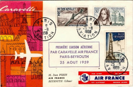 1959-France Francia I^volo Caravelle Della Air France Paris-Beyrouth Del 25 Agos - 1921-1960: Période Moderne