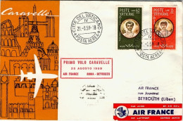 Vaticano-1959 Cat.Pellegrini N.1004 Euro 75, I^volo Caravelle Air France Roma-Be - Airmail