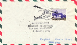 1959-San Marino Aerogramma Affr. L.25 Bollo Speciale Inaugurazione Servizio Elic - Luftpost