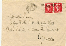 1946-busta Affrancata Coppia L.2 Imperiale Senza Fasci Emissione Di Novara "2 Gr - Storia Postale