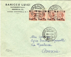 1926-busta Affr. Striscia Di Quattro 7,5 C.su 85c. Bruno Rosso 1^ Tipo Annullo X - Marcophilie