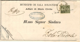 1883-piego Municipale Affrancato 1c. Cifra Annullo Corsivo (poco Nitido) Sala Bo - Marcophilie