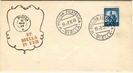 1949-fascetta Emessa Dall'associazione Filatelica Biellese Affrancata L.5 Democr - 1946-60: Marcophilia