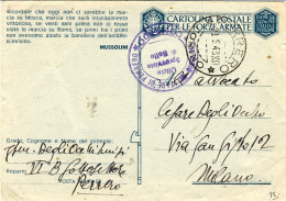 1943-cartolina Postale In Franchigia Per Le Forze Armate In Franchigia Bollo Com - Marcophilie