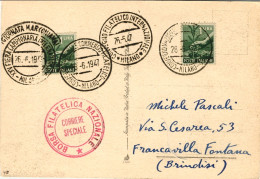 1947-cartolina Illustrata Affrancata Con Due L.1 Democratica Annullo Convegno Fi - 1946-60: Marcophilia