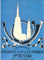 1948-cartolina Illustrata 25 Annuale Associazione Filatelica Novarese Affrancata - Novara