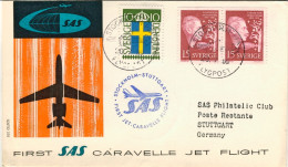1959-Svezia I^volo SAS Stoccolma Stoccarda - Storia Postale