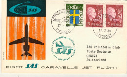 1959-Svezia I^volo SAS Stoccolma Ginevra - Lettres & Documents