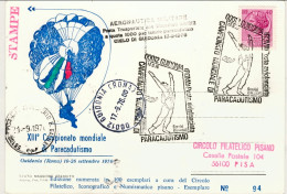 1976-cartolina Illustrata XIII^campionato Mondiale Di Paracadutismo Cachet Posta - 1971-80: Marcophilia