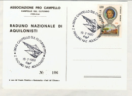1980-cartolina Illustrata II^raduno Nazionale Di Aquilonisti Cachet Campello Sul - 1971-80: Marcophilia