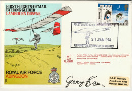1974-Gran Bretagna I^volo Di Posta Trasportata Con Deltaplano E Firma Del Pilota - Autres & Non Classés