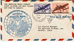 1947-U.S.A. Bollo Azzurro FAM 18 New York To Karachi,India - Sonstige & Ohne Zuordnung