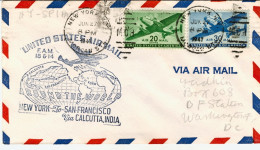 1947-U.S.A. Bollo Azzurro FAM 14 Et 18 Around The World New York To San Francisc - Autres & Non Classés