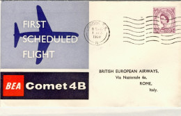 1960-Gran Bretagna I^volo BEA Londra Roma Del 1 Aprile - Covers & Documents