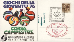 1976-cartolina Illustrata Giochi Della Gioventù Corsa Campestre Bollo Rosso Pisa - 1971-80: Marcophilia