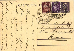 1946-cartolina Postale 50c.Turrita Senza Stemma Con Affrancatura Aggiunta 50c.Im - 1946-60: Marcophilia