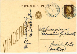 1944-Luogotenenza Cartolina Postale 30c.Vinceremo Con Annullo Azzurro Avellino 2 - Stamped Stationery