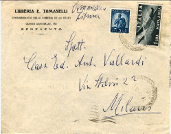 1948-busta Affrancata L.5 Democratica+posta Aerea L.1 Stretta Di Mani Tariffa Co - 1946-60: Marcophilia