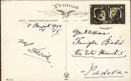 1942- Cartolina Illustrata Da Spalato Split Affrancata 10c. Fratellanza D'armi - Marcophilia
