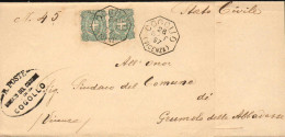 1897-piego Affrancato Coppia 5c.Stemma Di Savoia Con Annullo Ottagonale Di Cogol - Marcophilie