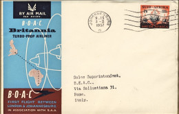 1957-Africa Del Sud Cat.Pellegrini N. 702 Euro 110, I^volo BOAC Johannesburg Rom - Aéreo