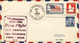 1957-U.S.A. Con Bollo Figurato Violetto I^volo Polare TWA San Francisco-Roma Del - Sonstige & Ohne Zuordnung