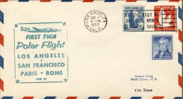 1957-U.S.A. Con Bollo Figurato Verde I^volo Polare TWA Los Angeles-Roma Del 2 Ot - Sonstige & Ohne Zuordnung