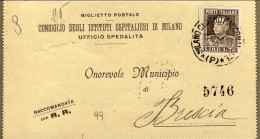 1928-biglietto Postale Ospedaliero Raccomandato Affrancato L.1,75 Giubileo Del R - Marcophilie