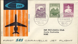 1959-Danimarca SAS I^volo Caravelle Copenhagen-Roma Del 17 Luglio - Poste Aérienne