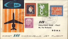 1959-Germania SAS I^volo Caravelle Stoccarda-Roma Del 20 Luglio - Storia Postale