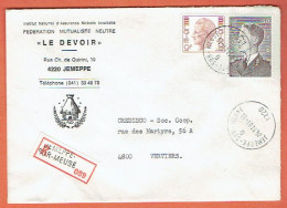 37P - Recommandé Jemeppe-sur-Meuse 1981 Vers Verviers - Briefe U. Dokumente