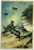 1940-"Atterraggio Di Paracadutisti" Disegnatore Pisani Cartolina Postale In Fran - Marcofilie