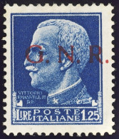 1943-Italia (MNH=**) GNR L.1,25 Azz. Tiratura Brescia I Tipo. Perfetto Con Gomma - Mint/hinged