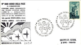 1981-ufficiale Con Bolli Speciali Del 4 Raid Aereo Della Pace Trento-Lucca - 1981-90: Storia Postale