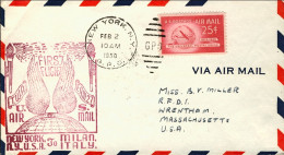 1950-U.S.A. I^volo TWA New York Milano Del 2 Febbraio Cachet Amaranto,annullo Di - Autres & Non Classés
