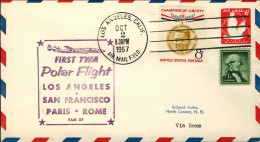 1957-U.S.A. I^volo Polare TWA Los Angeles-Roma Del 2 Ottobre Con Bollo Figurato  - Otros & Sin Clasificación