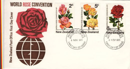 1971-Nuova Zelanda S.3v."Convenzione Mondiale Della Rosa"su Fdc Illustrata - Cartas & Documentos